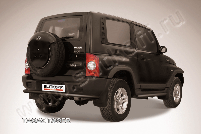 Защита Slitkoff заднего бампера d57 ЧЕРНАЯ матовая для ТагАЗ Tager 3-дв. 2008-2026. Артикул TAT016B