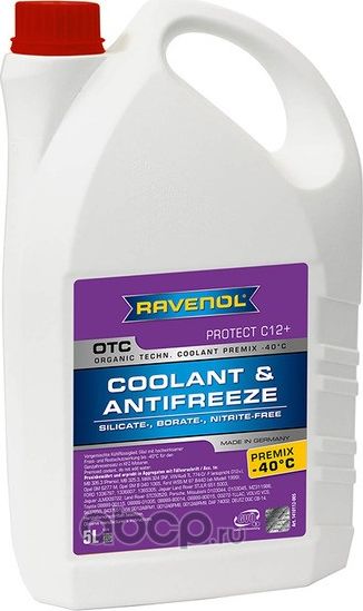RAVENOL OTC Organic Techn.Coolant Premix -40C Антифриз готовый лила 5L. Артикул 1410112005