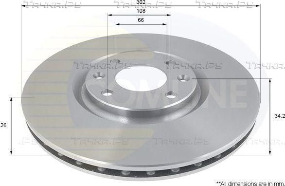 Тормозной диск Comline передний для Peugeot 3008 I 2009-2016. Артикул ADC1592V