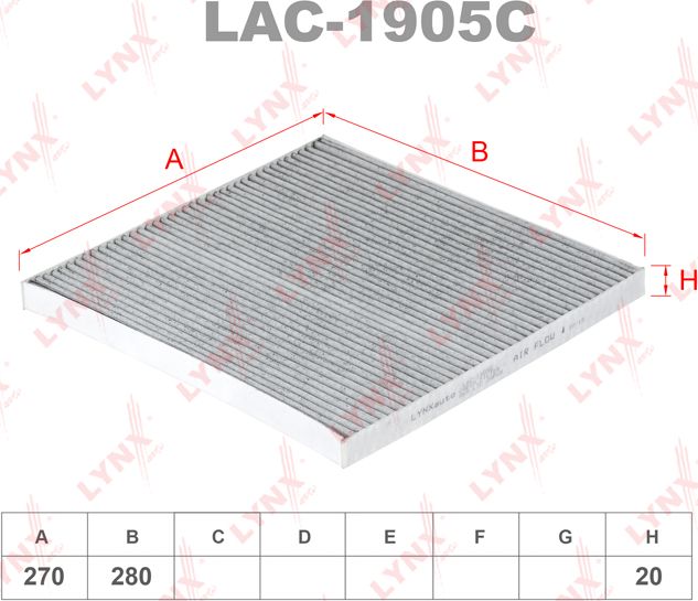 Салонный фильтр LYNXauto. Артикул LAC-1905C