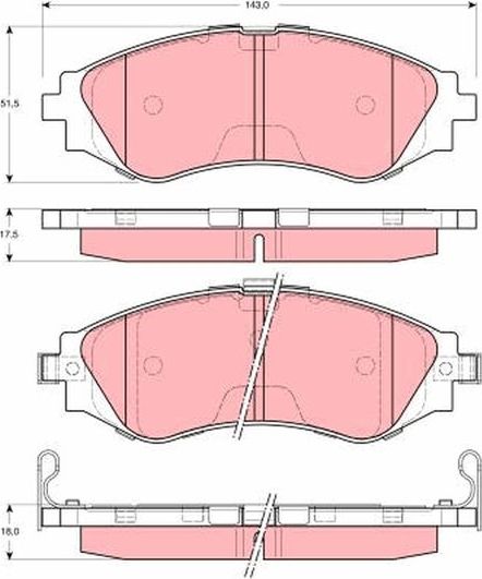 Тормозные колодки TRW передние для Daewoo Nubira II 1999-2002. Артикул GDB3216