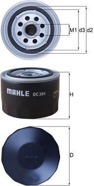 Масляный фильтр Mahle-Knecht для Datsun mi-DO 2014-2026. Артикул OC 384