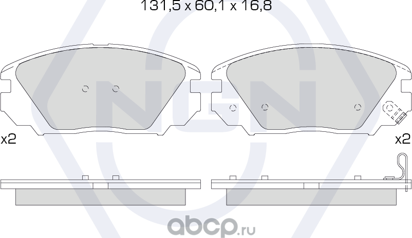 Колодки тормозные керамические, передние (NGN). Артикул 3501530