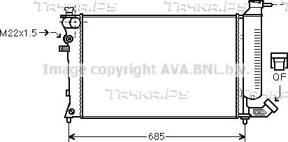 Радиатор охлаждения двигателя AVA. Артикул PEA2137