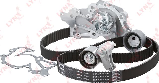 Помпа (водяной насос) с комплектом ремня ГРМ LYNXauto для Kia Carnival II 2006-2014. Артикул PW-1364
