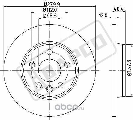 Тормозные диски задн.невентил.BD0414 (Bapco). Артикул BD0414