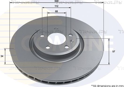 Тормозной диск Comline COATED передний для Audi A5 II (F5) 2016-2026. Артикул ADC4010V