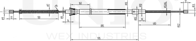 Трос ручного тормоза (Unio). Артикул CAB-60011