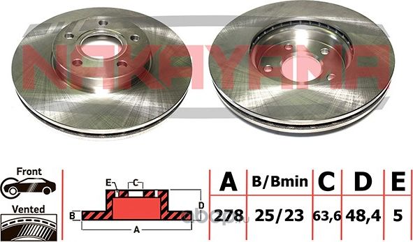Торм.диск передн. вент. FORD C-MAX II/FOCUS III 1.0 /1.6 /1.6 TDCi/1.6 Ti 10 (Nakayama). Артикул Q5248
