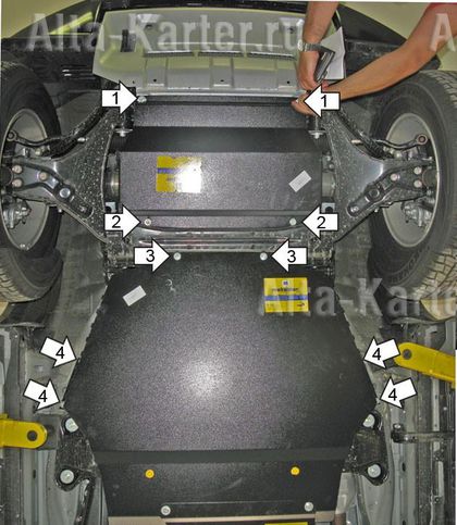Защита Мотодор для картера и КПП Mitsubishi Pajero IV 2006-2024. Артикул 11320