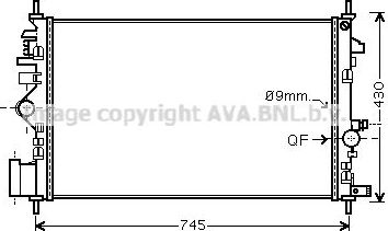 Радиатор охлаждения двигателя AVA для Opel Insignia I 2008-2017. Артикул OL2468
