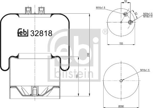 Пневмоподушка (пневморессора) Febi Bilstein. Артикул 32818