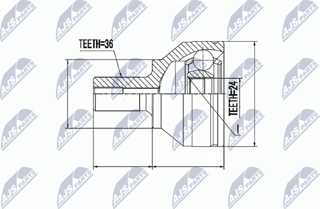 Шрус внутренний (граната) NTY передний для Mazda 3 I (BK) 2004-2009. Артикул NPZ-MZ-044