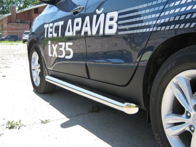 Защита порогов RusStal труба d76 (вариант 1) для Hyundai ix35 2009-2026. Артикул HIT-0001761