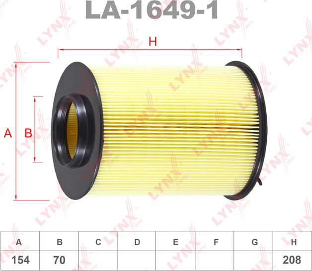 Воздушный фильтр LYNXauto для Volvo V40 Cross Country I 2012-2016. Артикул LA-1649-1