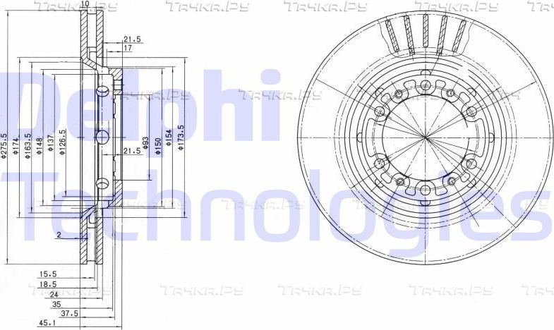 Тормозной диск Delphi. Артикул BG3115