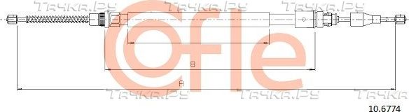 Трос ручника (тросик ручного тормоза) Cofle. Артикул 92.10.6774