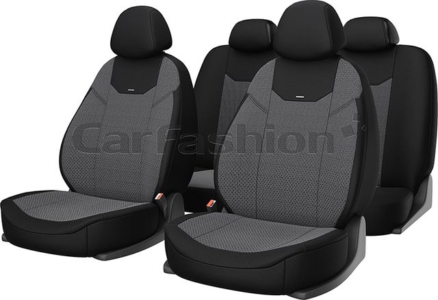 Чехлы универсальные CarFashion Arizona на сидения авто, цвет Темно-серый/Черный/Темно-серый. Артикул 10047
