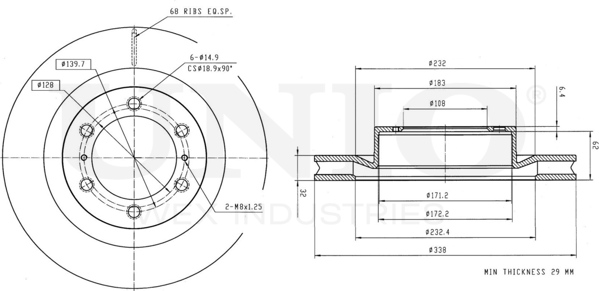 Диск тормозной (Unio). Артикул BRD-20170