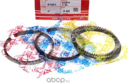 Кольца поршневые DAEWOO NEXIA LANOS ESPERO 1.5L D76.5 0.50 (NP1016, 93742295) на 4 цил. TP 41001050 (TPR). Артикул 41001-050
