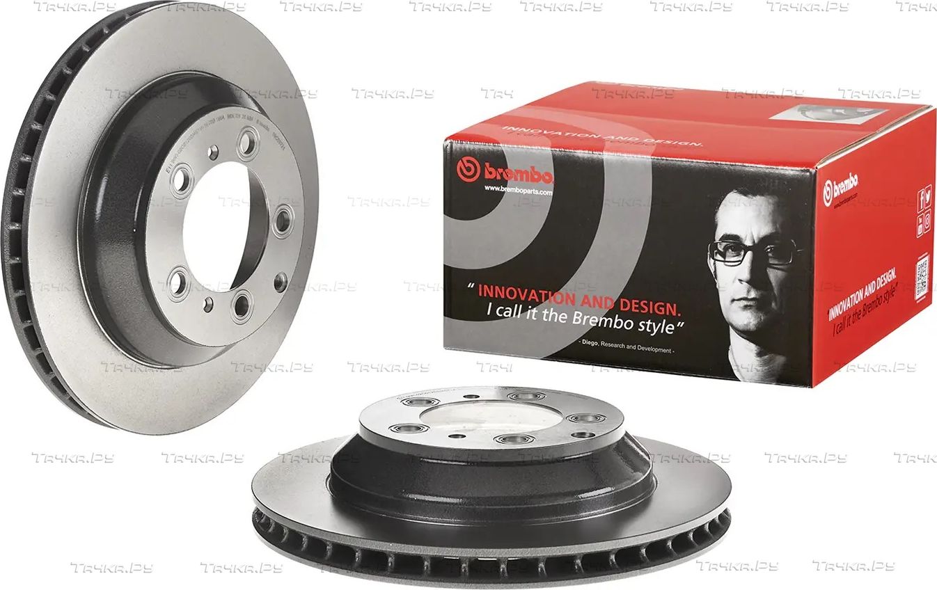 Тормозной диск Brembo PRIME LINE - UV Coated задний для Porsche Cayenne III 2017-2026. Артикул 09.C987.21