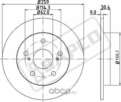 Тормозные диски задн.невентил. BD0043 (Bapco) Bapco. Артикул BD0043
