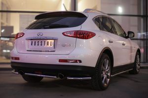 Защита RusStal заднего бампера уголки d42 (секции) для Infiniti QX50 2014-2017. Артикул IQXZ-001971