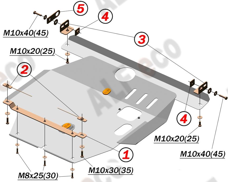 Защита алюминиевая Alfeco для картера и КПП Toyota Caldina II (T210) 2WD 1997-2002. Артикул ALF.24.21al