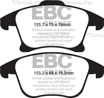 Тормозные колодки EBC Brakes передние для Ford Mondeo V 2014-2026. Артикул DP22159