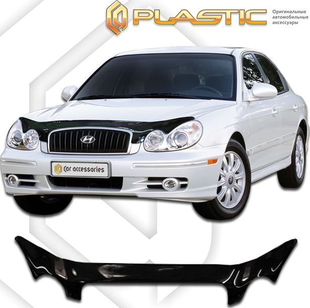 Дефлектор СА Пластик для капота (Classic черный) Hyundai Sonata 2006-2010. Артикул 2010010101800