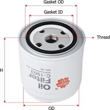 Масляный фильтр Sakura. Артикул C-1903