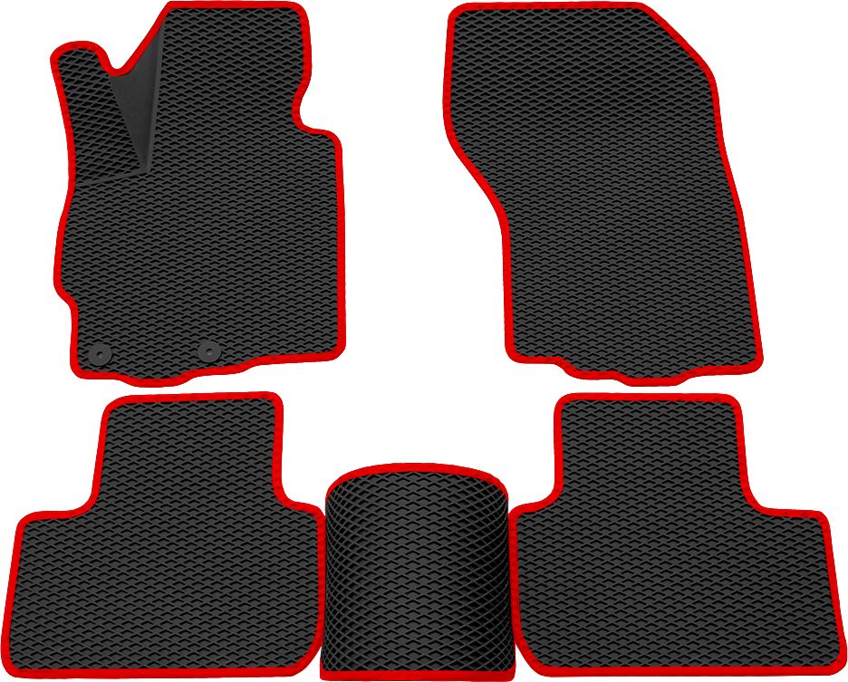 Коврики Rezkon 3D EVA ромб резиновые для салона Mitsubishi ASX 2010-2026 Красный кант. Артикул 9224005104