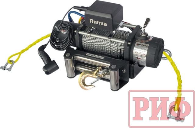Переносная лебёдка РИФ: 12V Runva 9500 lbs 4350 кг c облегчённой площадкой на цепях и проводами РИФ. Артикул EWX9500S-KIT1