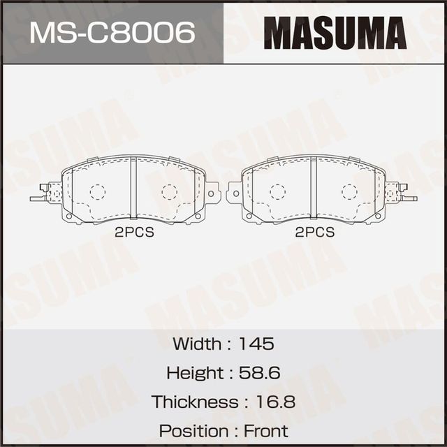Колодки дисковые MASUMA, P78028 front. Артикул MSC8006