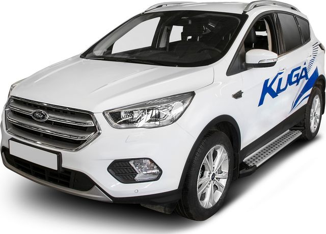 Пороги алюминиевые Rival Bmw-Style круг для Ford Kuga II рестайлинг 2016-2019. Артикул D180AL.1804.2