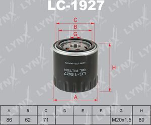 Масляный фильтр LYNXauto для Infiniti QX50 I 2013-2017. Артикул LC-1927