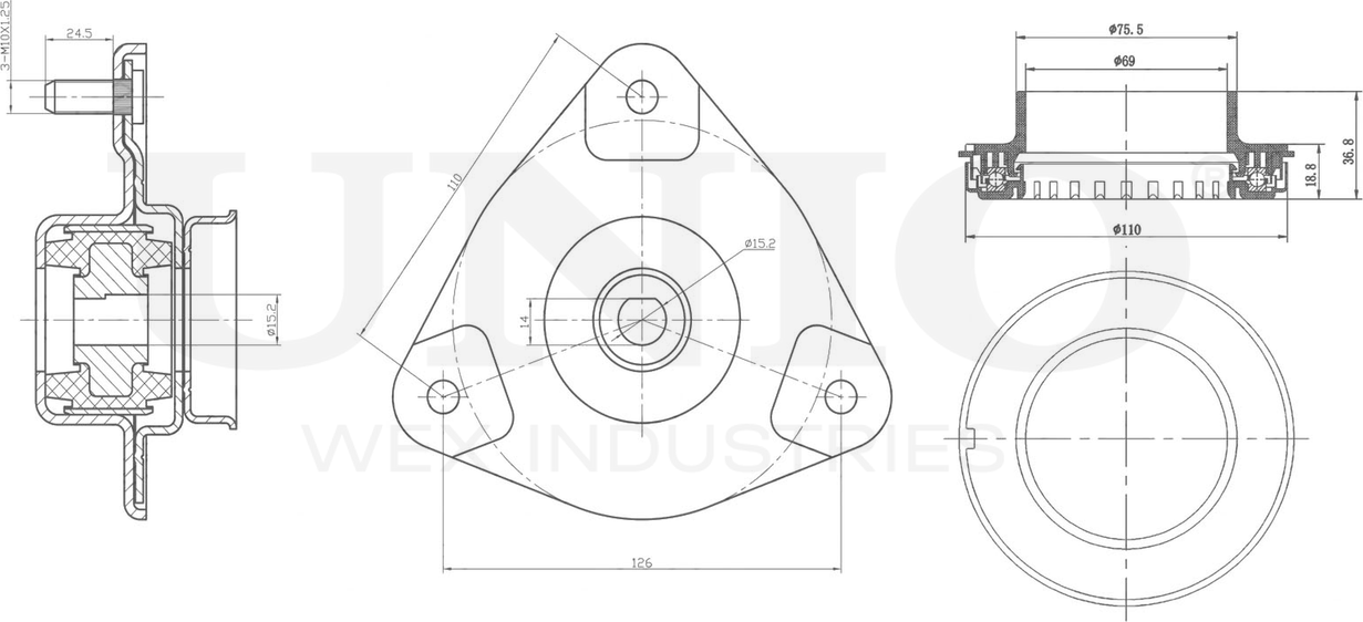 Опора амортизационной стойки (Unio). Артикул RMP-13060