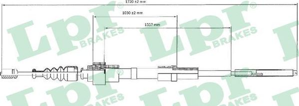 Трос ручника (тросик ручного тормоза) LPR. Артикул C0956B