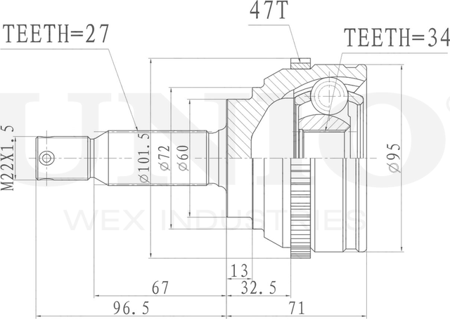 ШРУС наружный (Unio). Артикул CVJ-20317