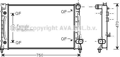 Радиатор охлаждения двигателя AVA для Audi A6 II (C5) 1998-2005. Артикул AIA2158