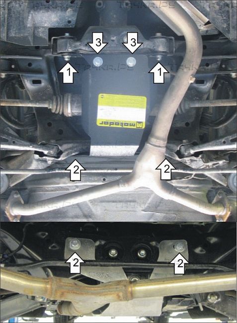 Защита Мотодор для заднего дифференциала Subaru Impreza III 2007-2011. Артикул 12201
