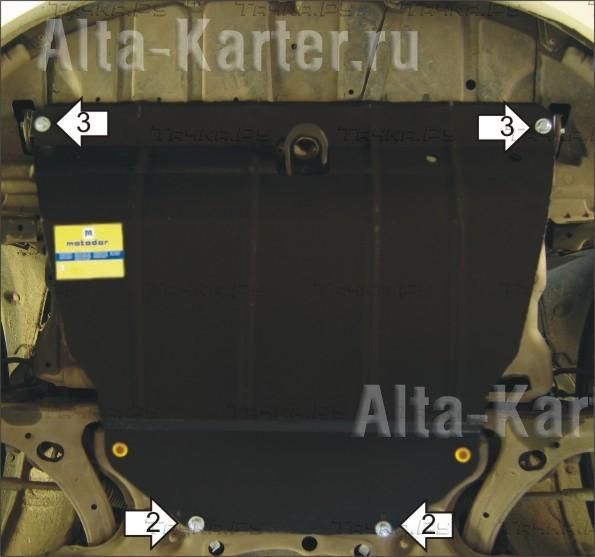 Защита Мотодор для картера и КПП Toyota Matrix II 2008-2014. Артикул 02517