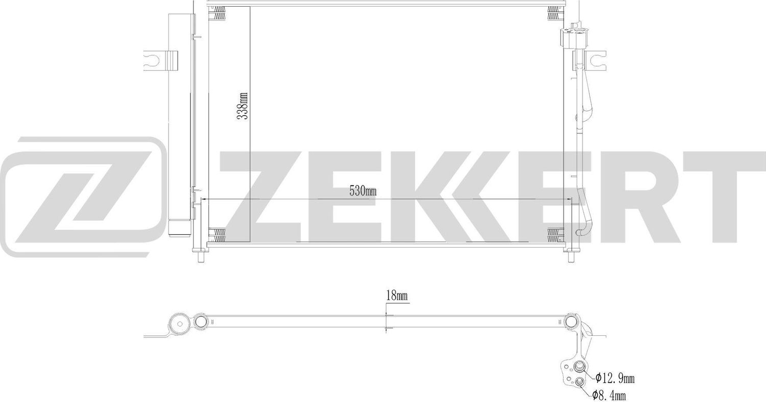 Радиатор кондиционера (конденсатор) Zekkert (алюминий). Артикул MK-3197