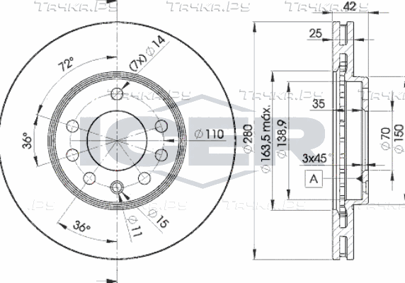 Тормозной диск Icer. Артикул 78BD9060-2