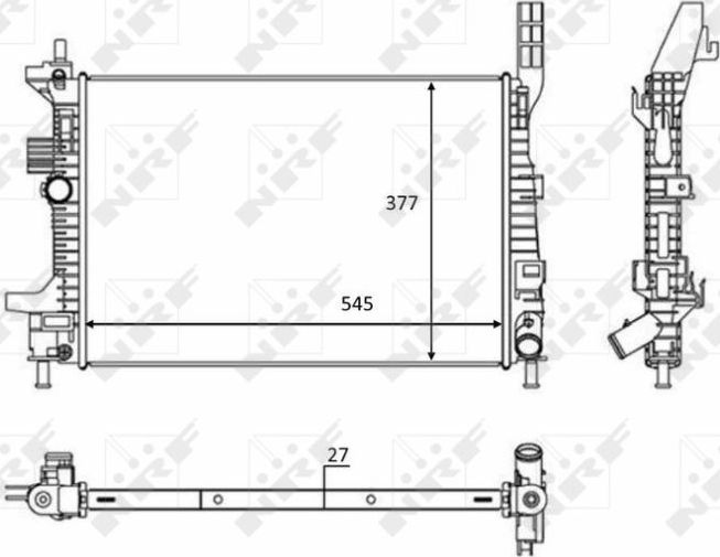 Радиатор охлаждения двигателя NRF (алюминий). Артикул 58284