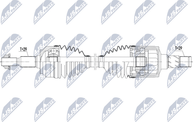 Полуось (привод в сборе, приводной вал) NTY передняя левая для Jeep Commander XK, XH 2005-2010. Артикул NPW-CH-068
