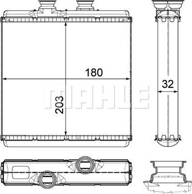 Радиатор отопителя (печки) Mahle Premium для Mercedes-Benz GLK-Класс I (X204) 2008-2015. Артикул AH 183 000P