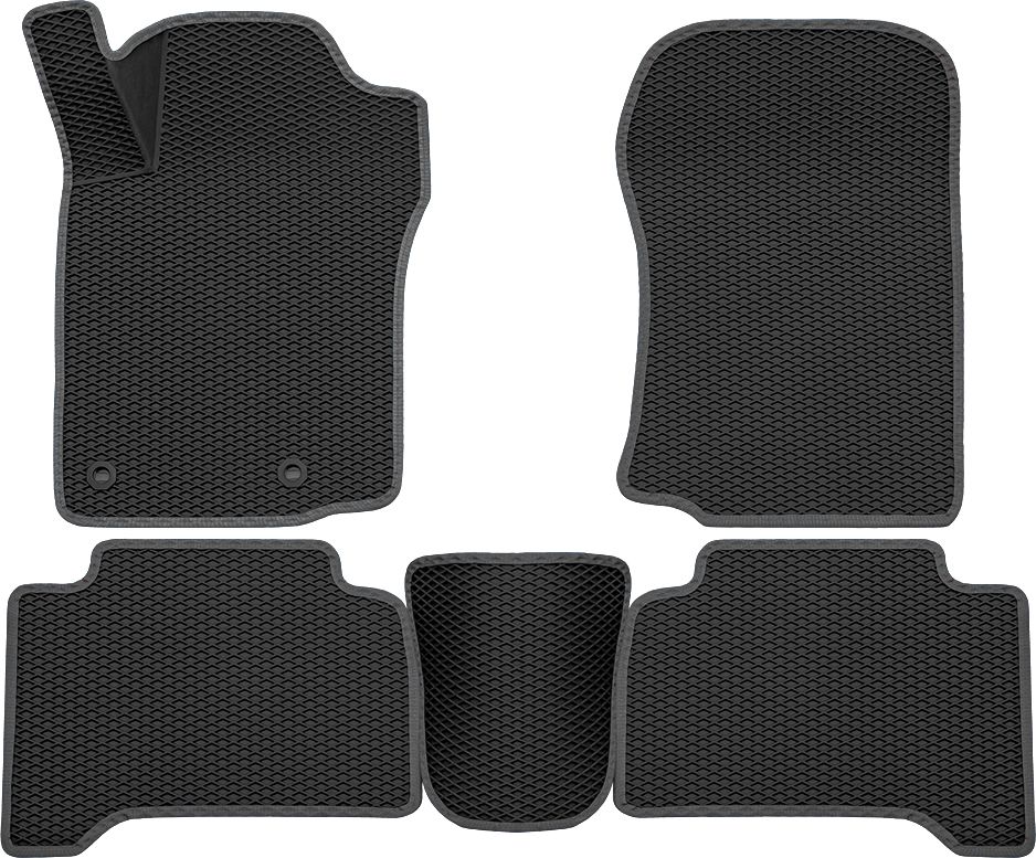 Коврики Rezkon 3D EVA Ромб резиновые для салона Toyota Land Cruiser Prado 150 рестайлинг 2013-2017 Серый кант. Артикул 9234030202