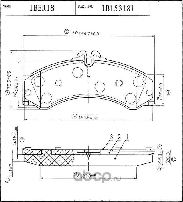 КОЛОДКИ ТОРМОЗНЫЕ ПЕР К-Т MERCEDES SPRINTER CLASSIC 4 6-T (Iberis). Артикул IB153181 
