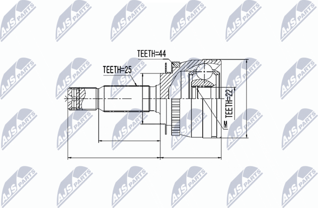 Шрус внутренний (граната) NTY передний для Kia Cerato I 2004-2009. Артикул NPZ-KA-312